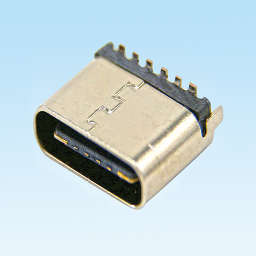 后安镇TYPE C female socket 6Pin vertical SMT H6.5/6.8mm
