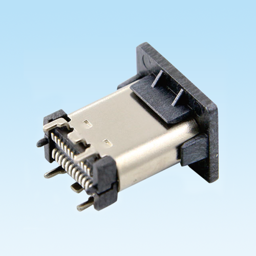 后安镇TYPE C Female socket 24Pin Double Row Vertical Sticker Fixed Foot Insert
