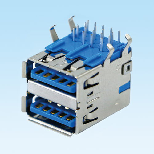 万宁USB3.0 female socket 18Pin double-layer 90 ° curled edge with bent feet
