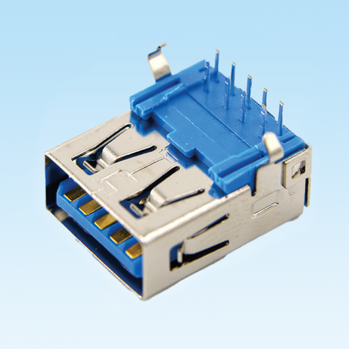 万宁USB 3.0 female socket 9Pin 90 ° bending foot plug-in

